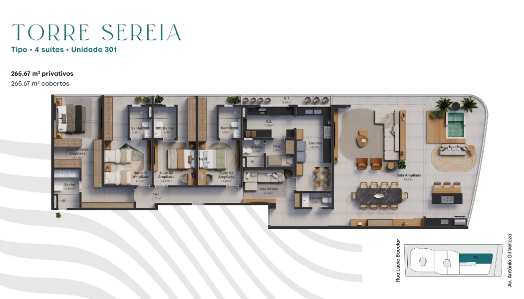 Apartamento 4 Suítes Tipo - Torre Sereia