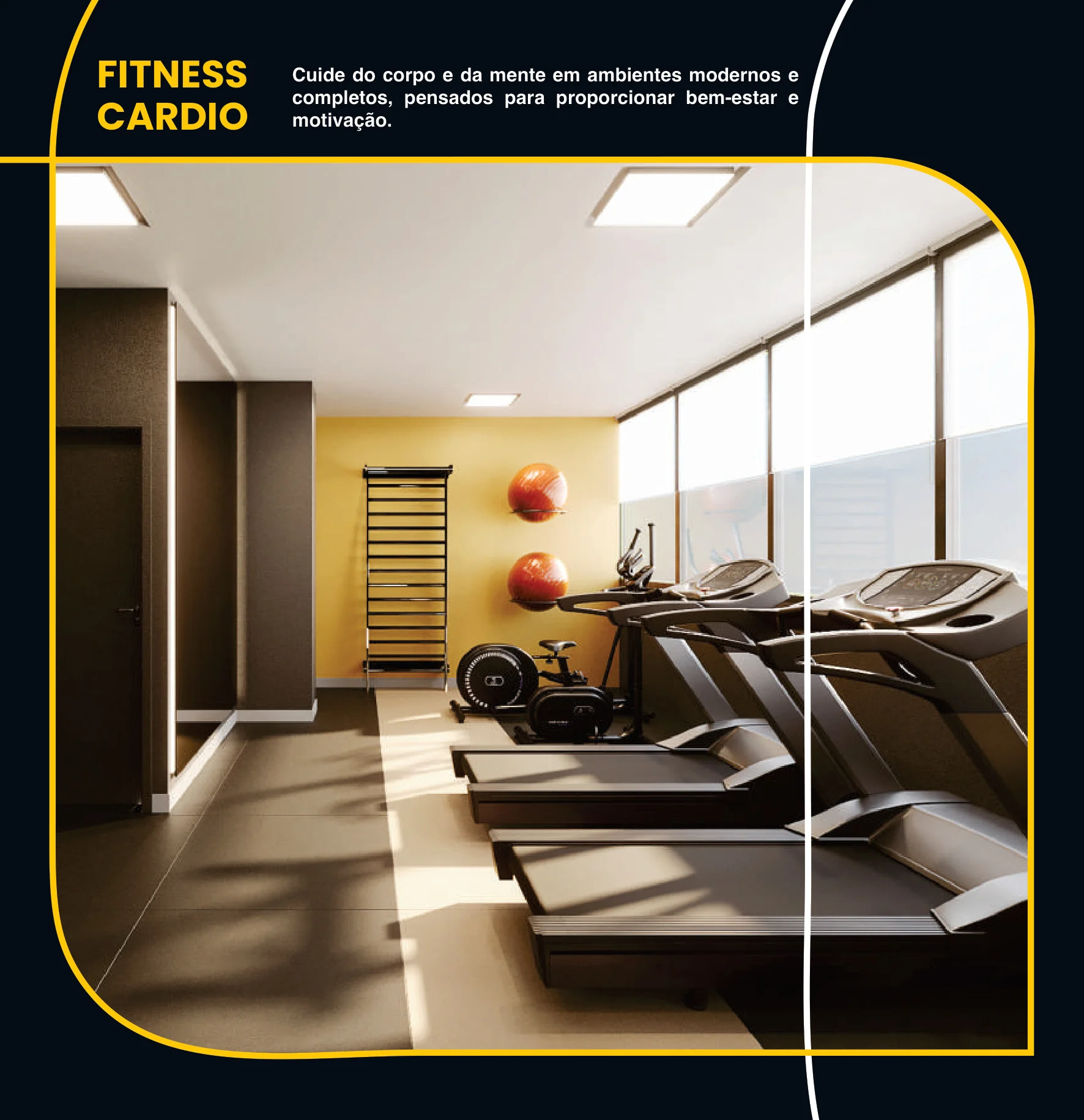 Sala Fitness Cardio independente para treinos aeróbicos completos