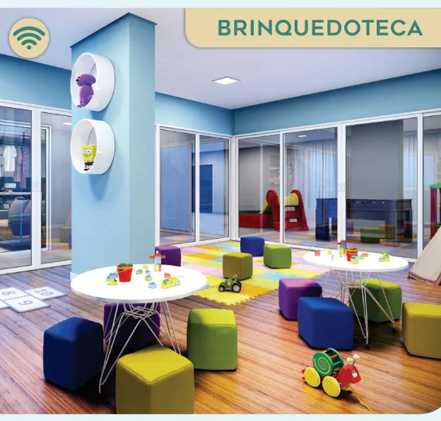 Brinquedoteca temática e climatizada com brinquedos educativos