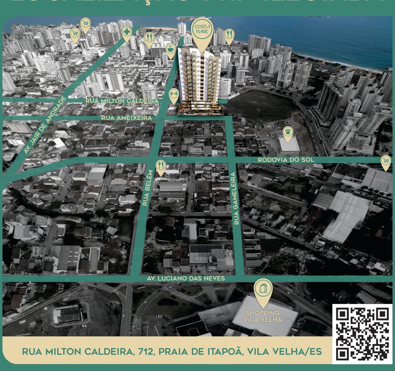 Localização estratégica na Rua Milton Caldeira próximo ao polo gastronômico