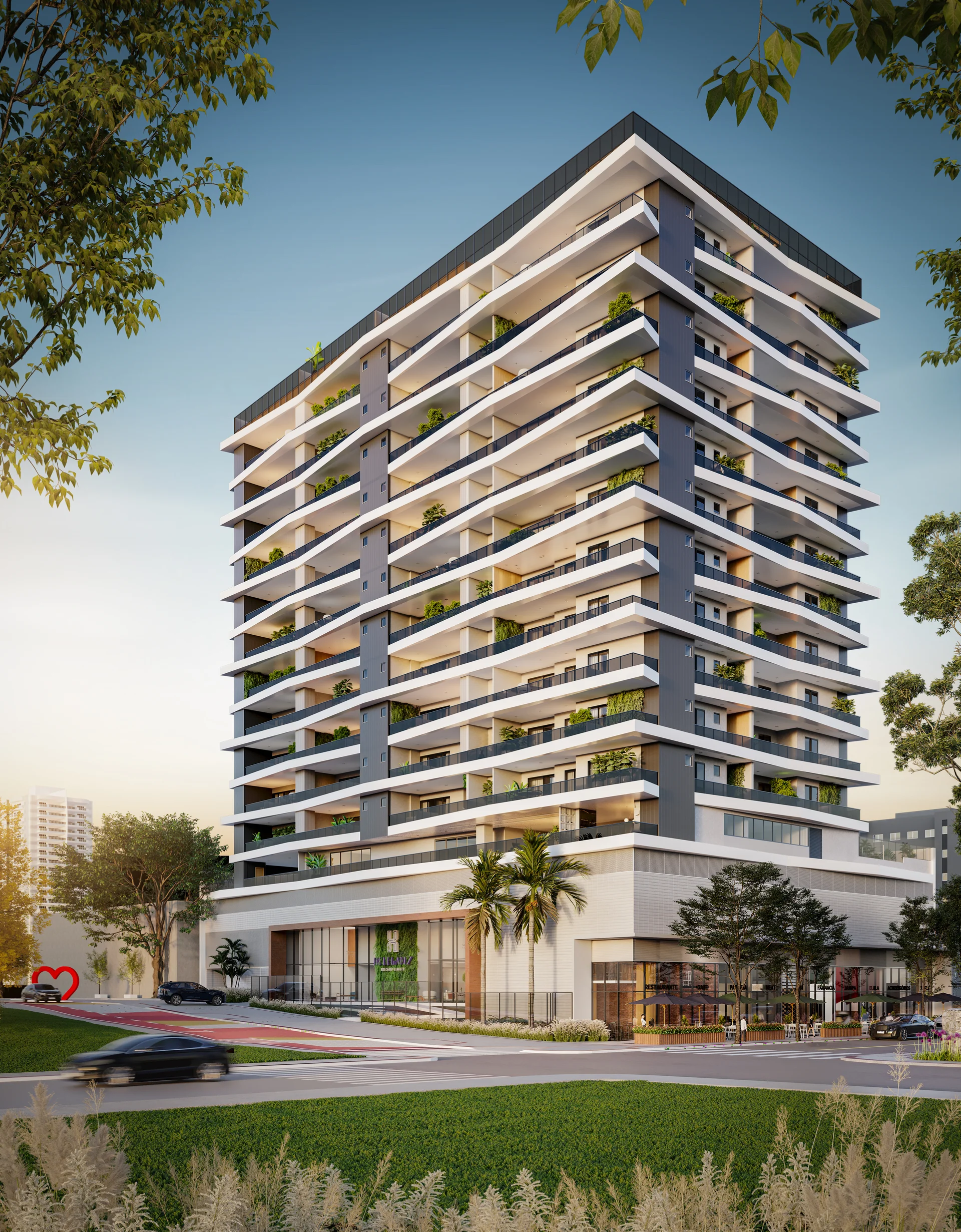 Fachada contemporânea do Heleganz Residencial na Alameda do Amor, Itapuã, Vila Velha