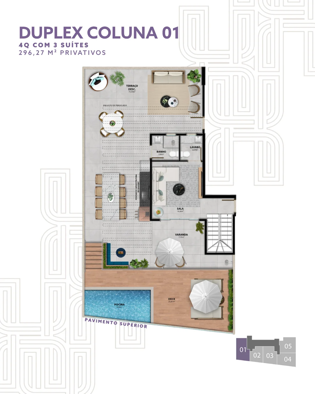 Cobertura Duplex Pavimento Superior - Coluna 01