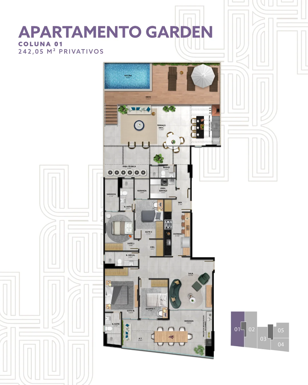 Apartamento Garden 01 com Terraço Privativo