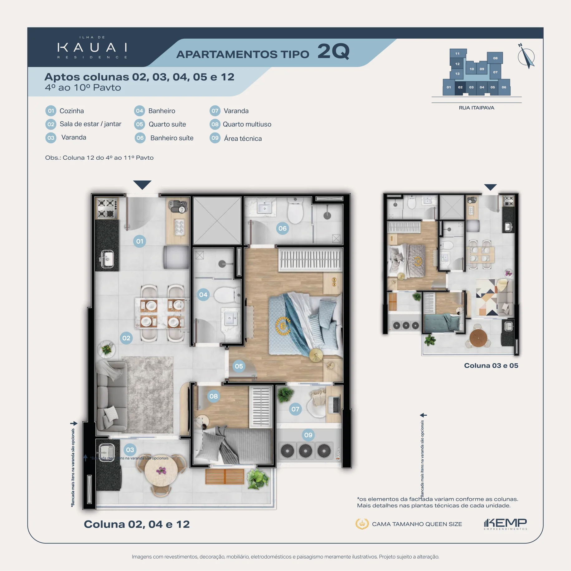 Planta Tipo 2 Quartos com Suíte — Coluna 01