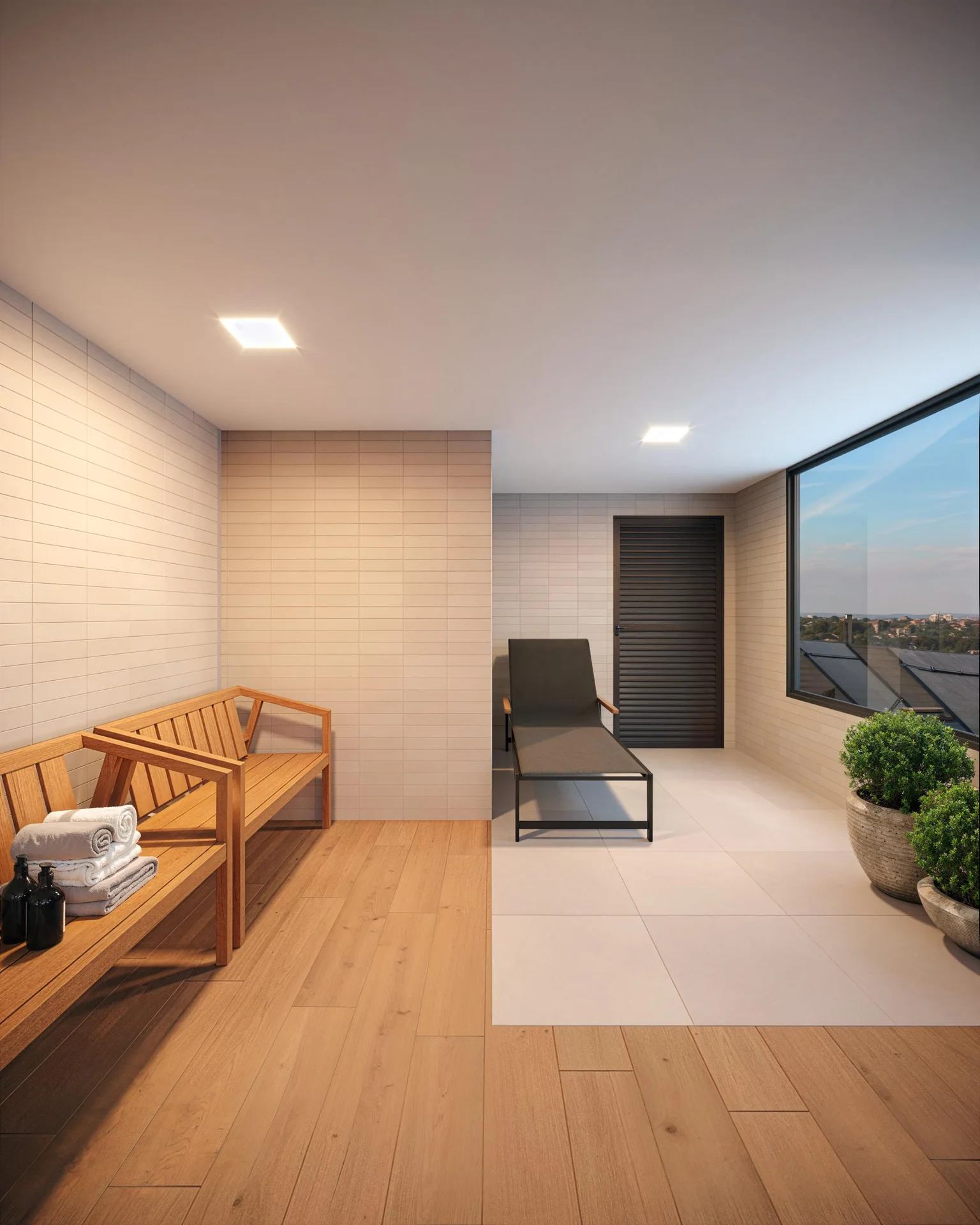 Sauna com Acesso Direto à Água da Piscina