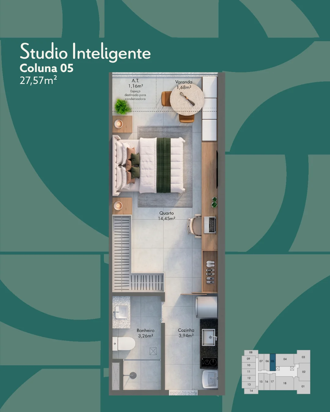Studio Inteligente - Coluna 05 (27,57 m²)