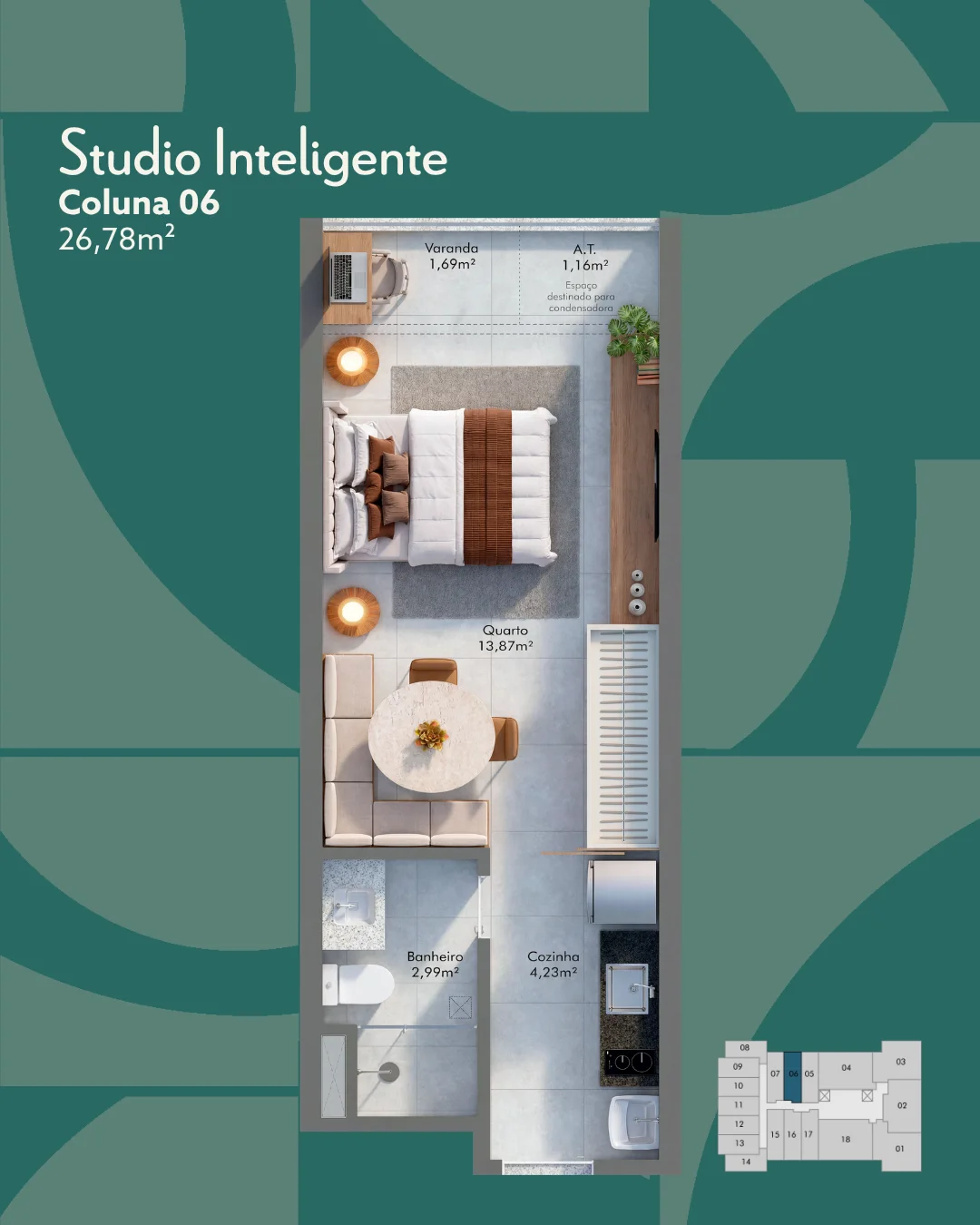 Studio Inteligente - Coluna 06 (26,78 m²)