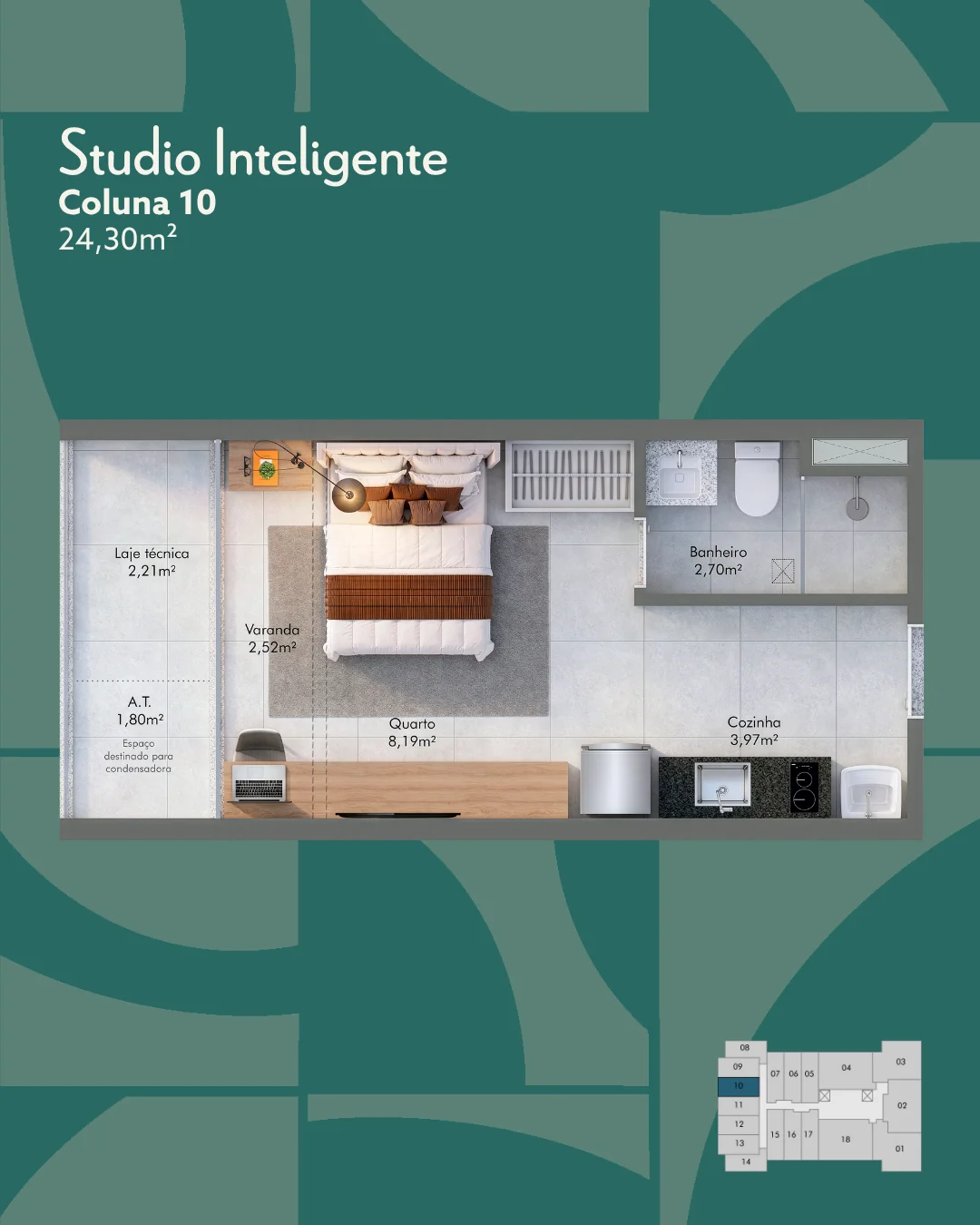 Studio Inteligente - Coluna 10 (24,30 m²)