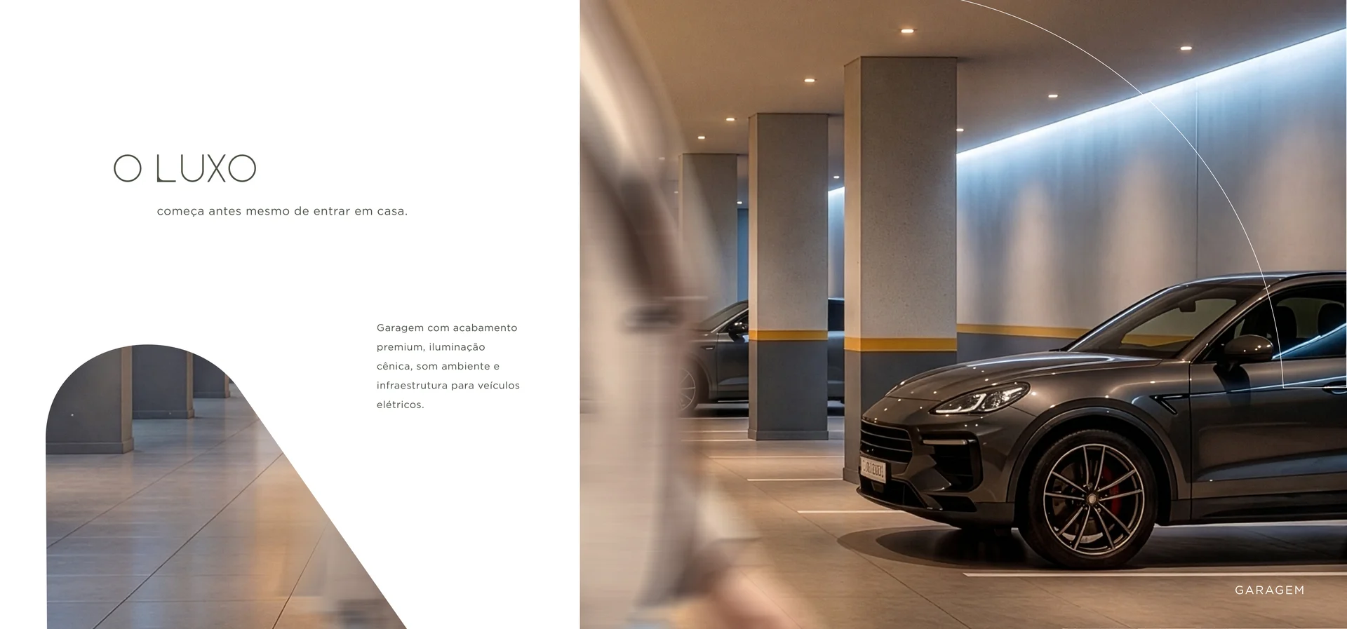 Garagem com Porcelanato 90x90, Iluminação Cênica e Aromatização