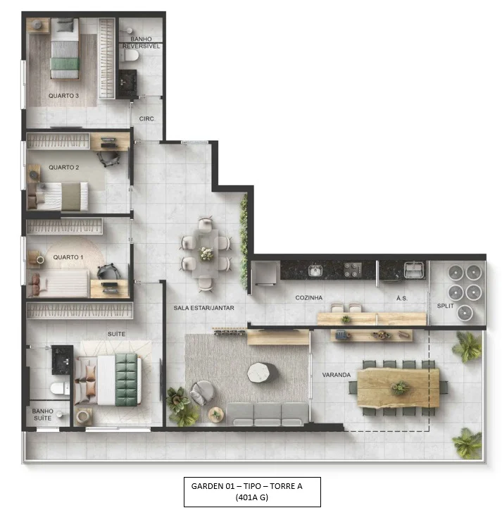 Planta Garden Exclusiva - Torre A