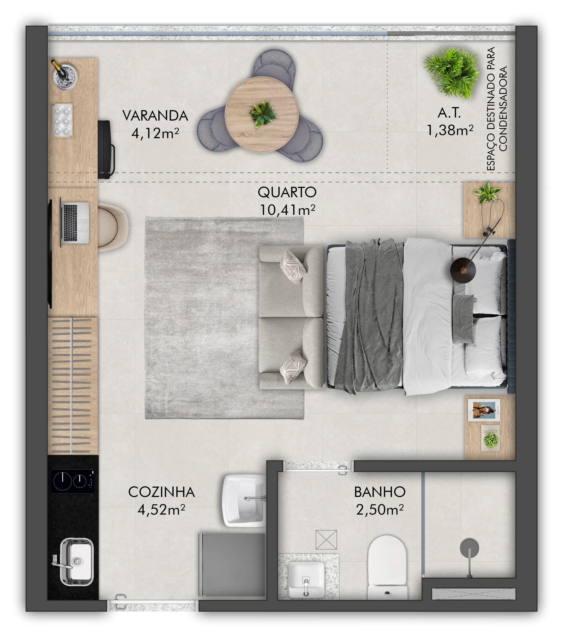 Studio Tipo Pavimento Superior - Coluna 03 (25,97 m²)
