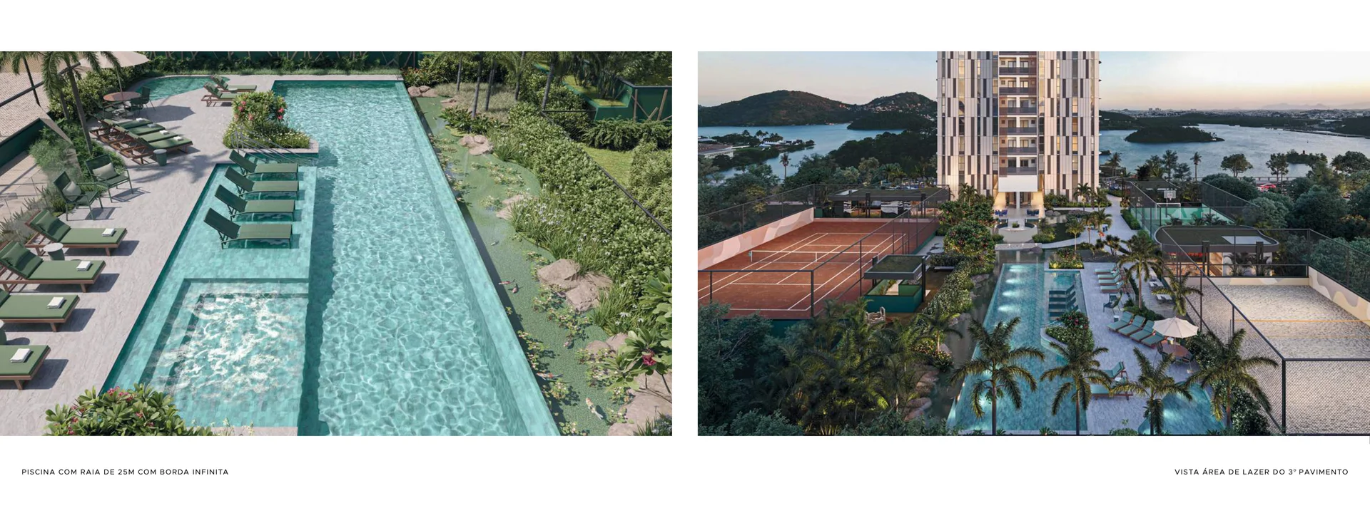 Piscina com Raia de 25m e Borda Infinita no Pilotis