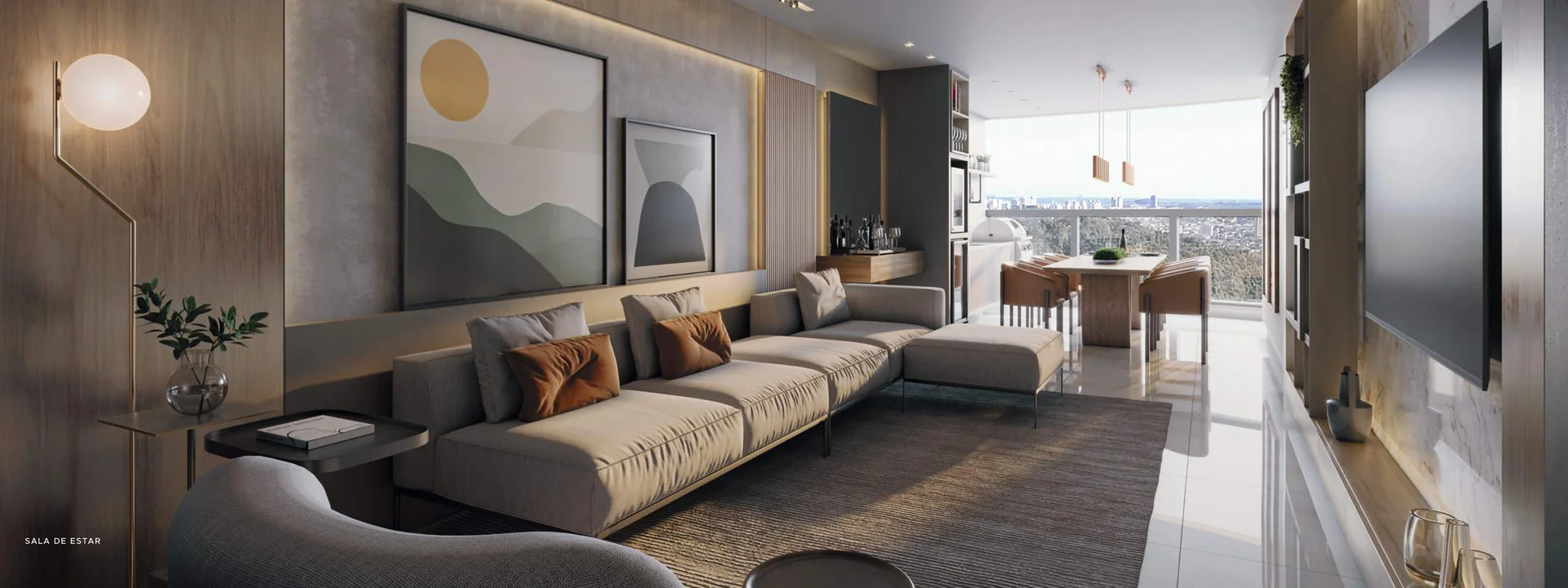Living Integrado e Varanda Panorâmica com Película de Vidro