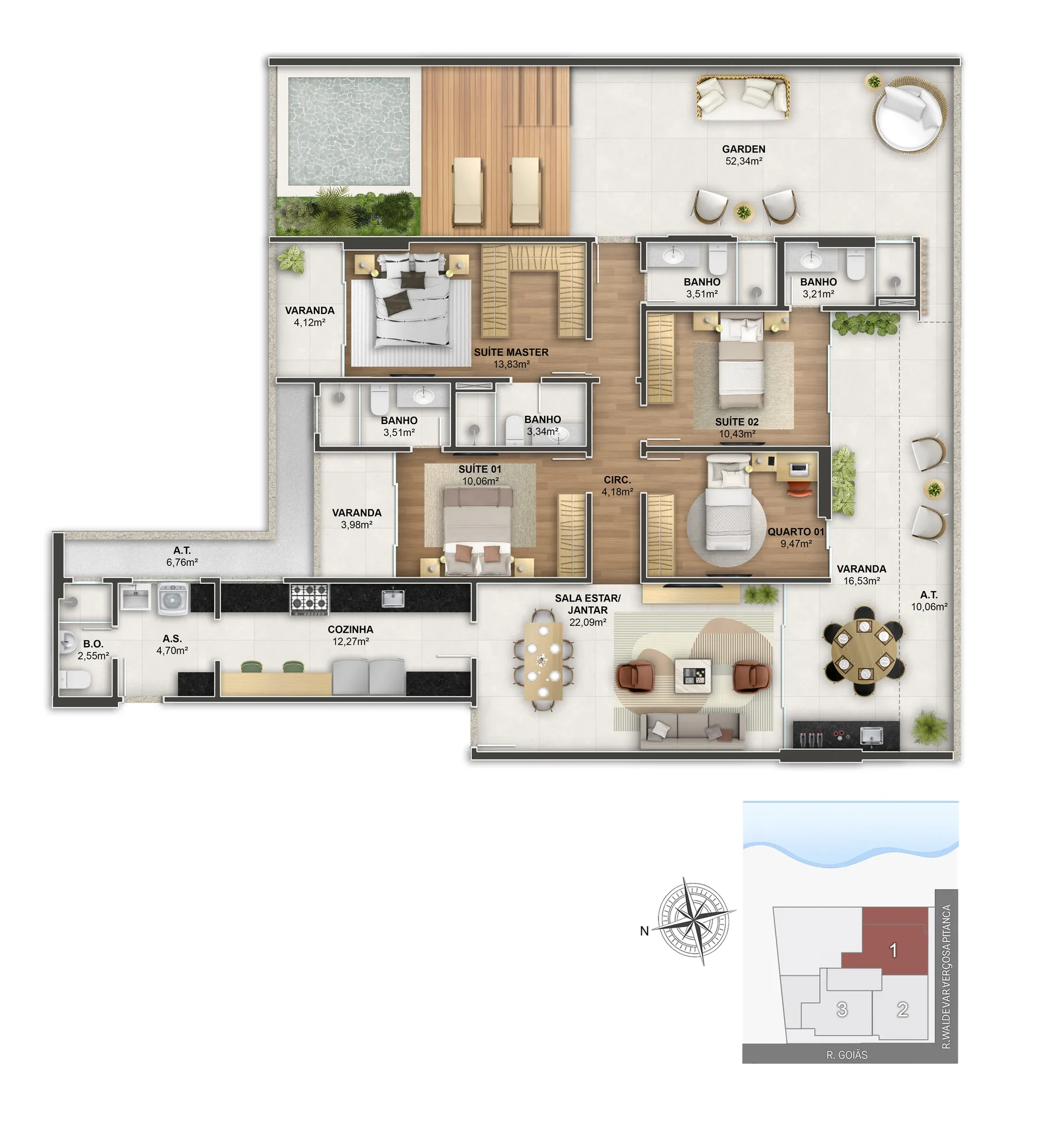 Garden 01 - 4 Quartos | 222,44 m² privativos