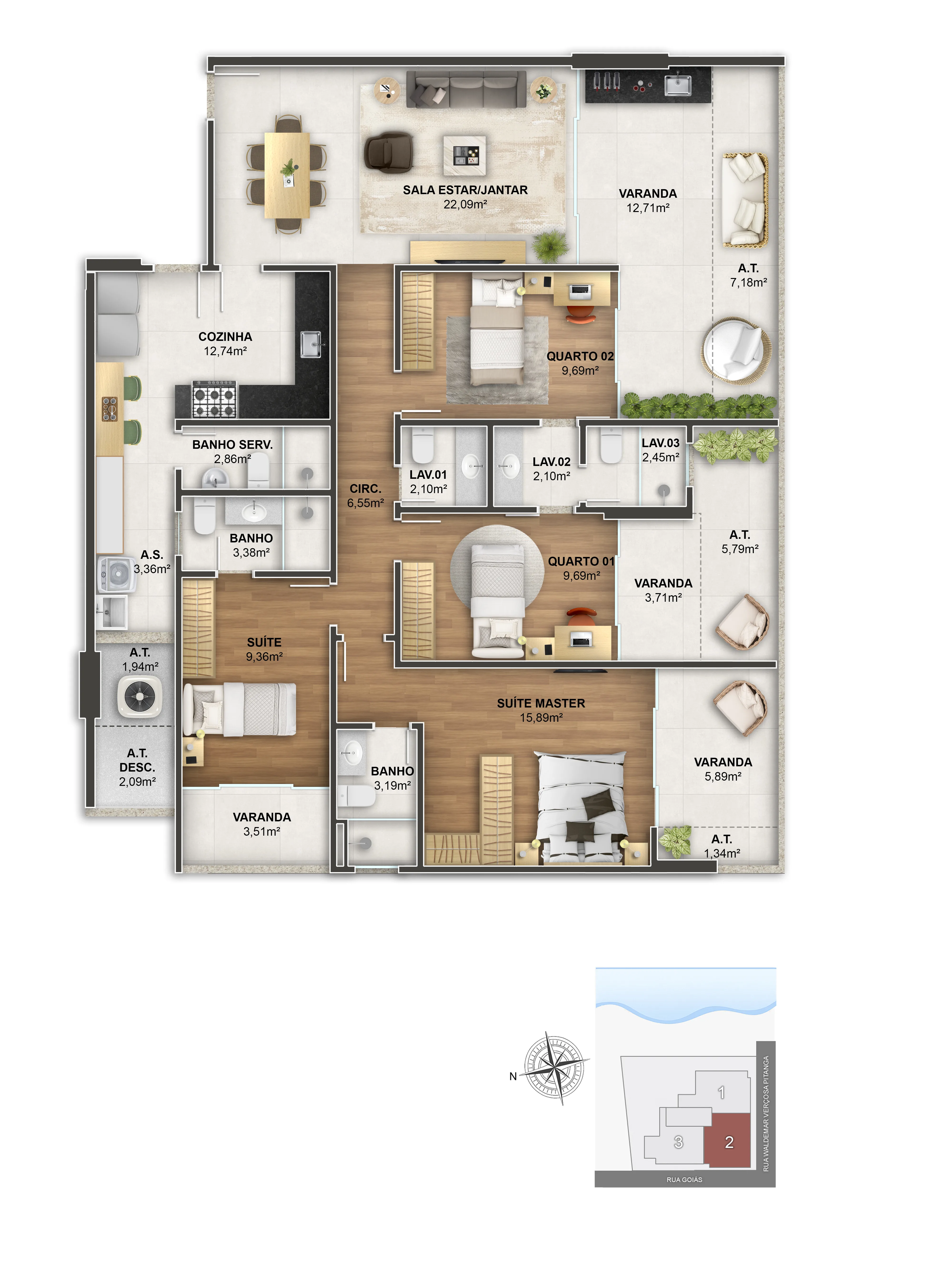 Garden 02 - 4 Quartos | 219,85 m² privativos