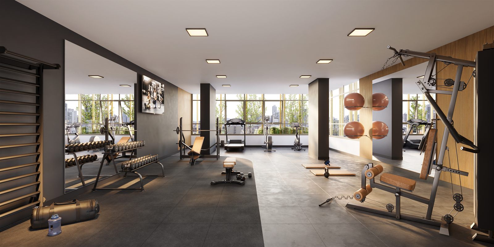 Academia Fitness completa equipada com aparelhos profissionais