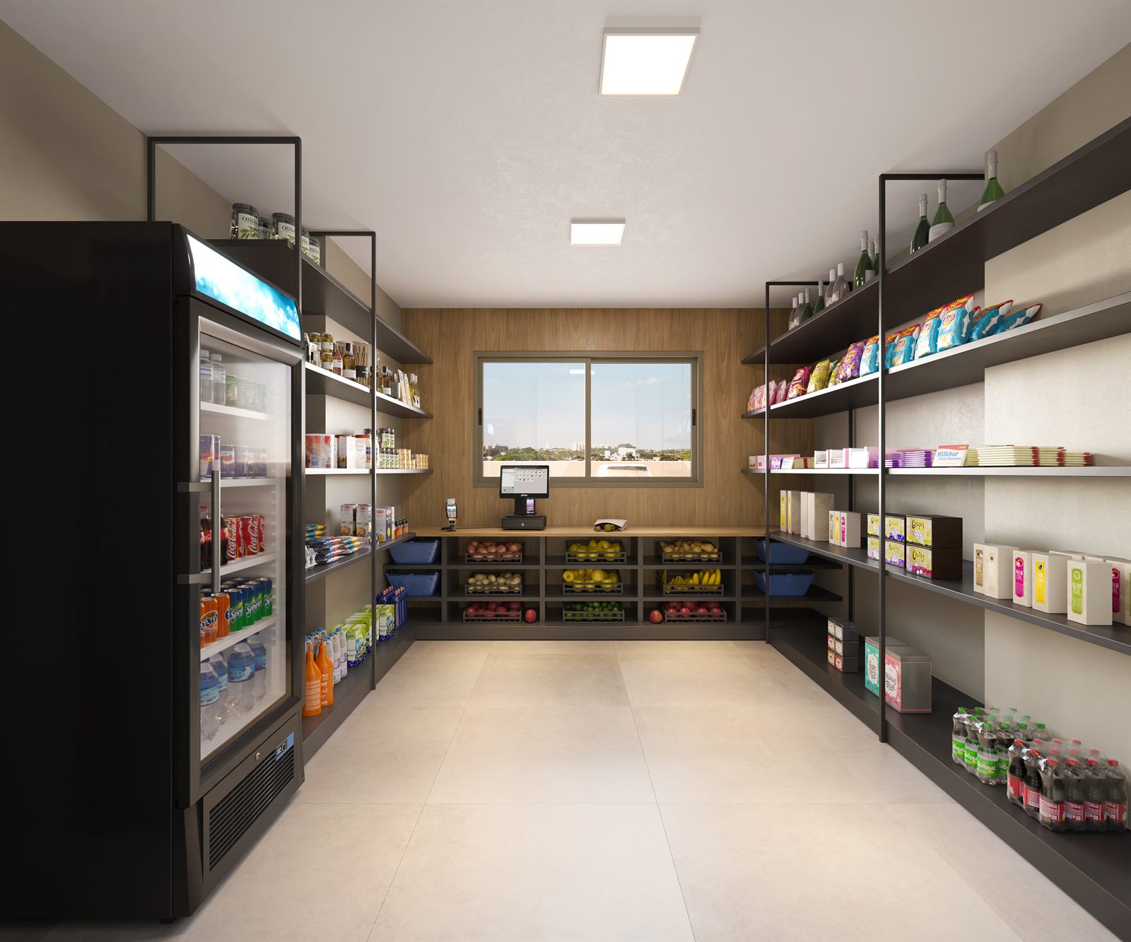 Mini Mercado autônomo Grab and Go com conveniência 24 horas