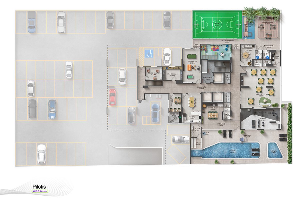 Planta Humanizada de Implantação do Pilotis de Lazer (960 m²)