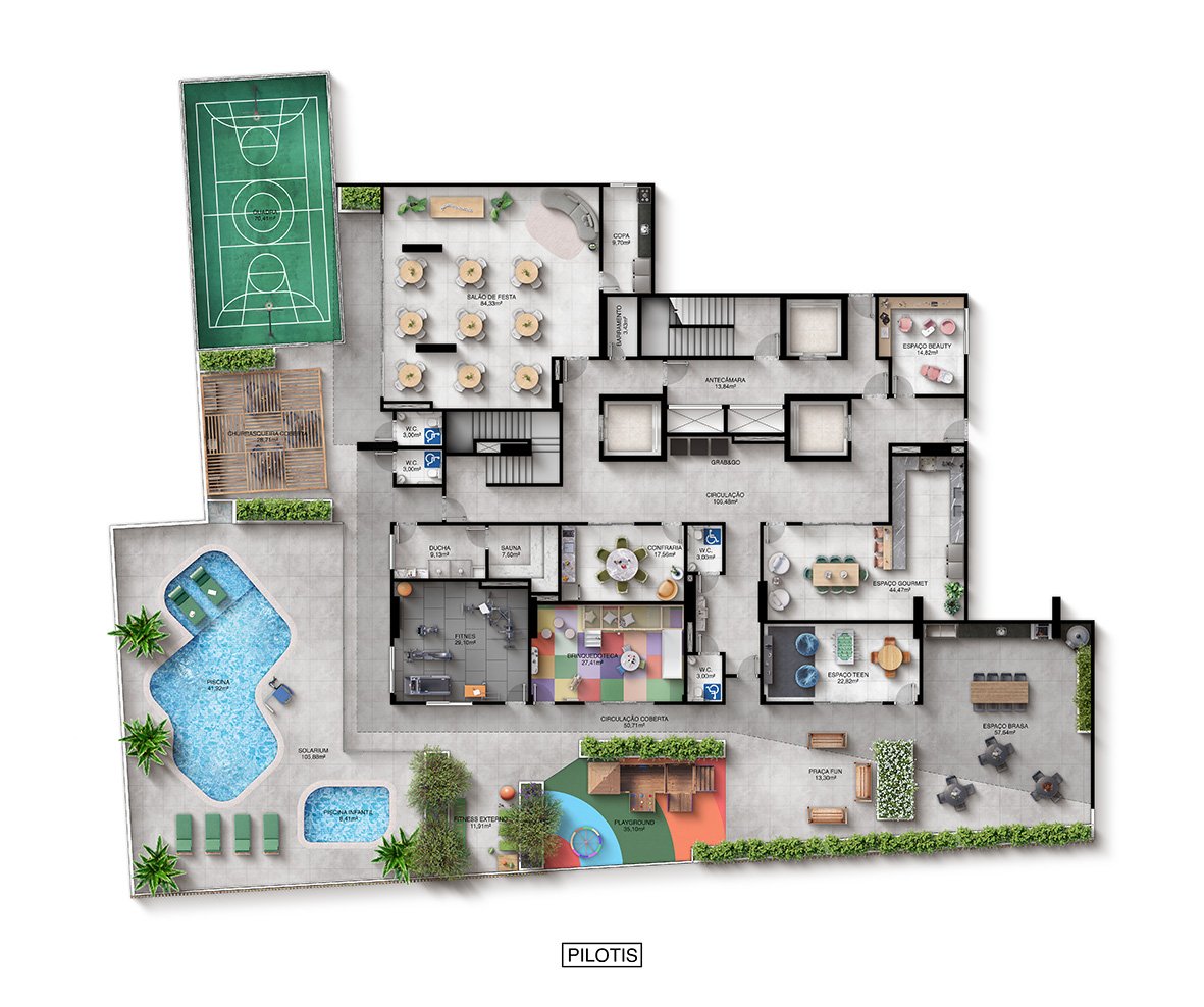 Planta Humanizada Lazer Pilotis Kalena Residence