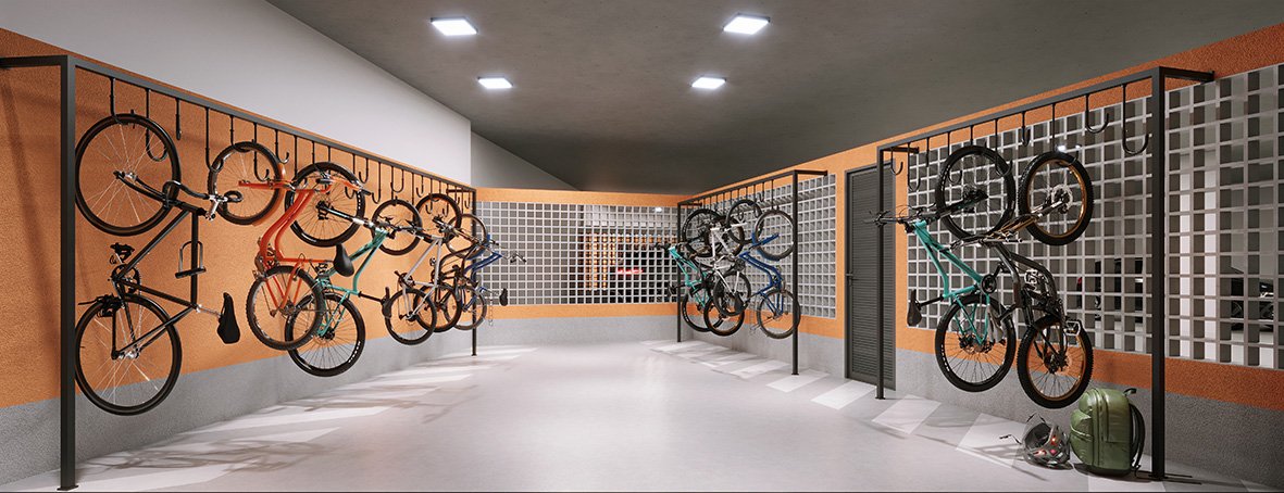 Bicicletário seguro para guarda de bicicletas dos moradores