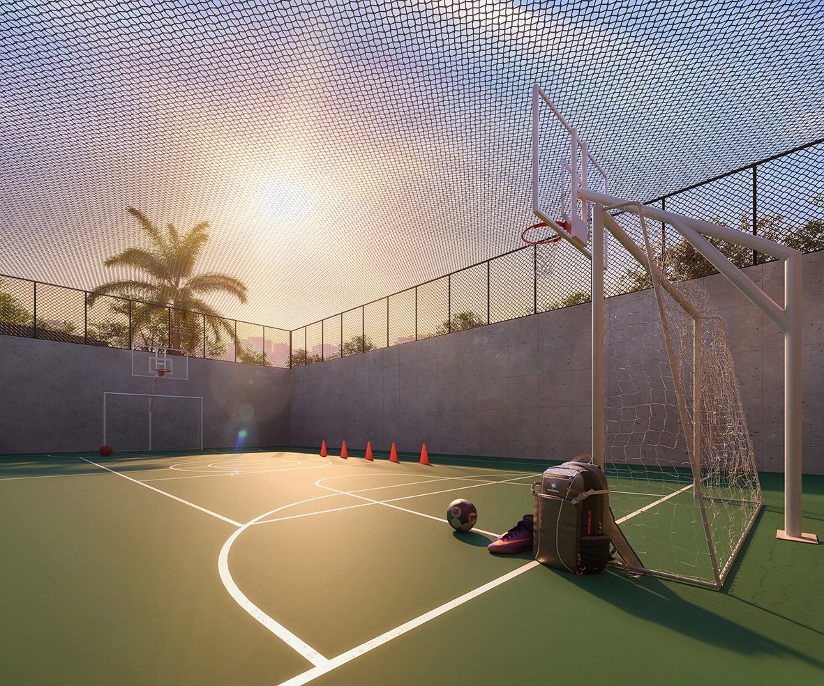 Quadra esportiva exclusiva para prática de esportes e atividades em família
