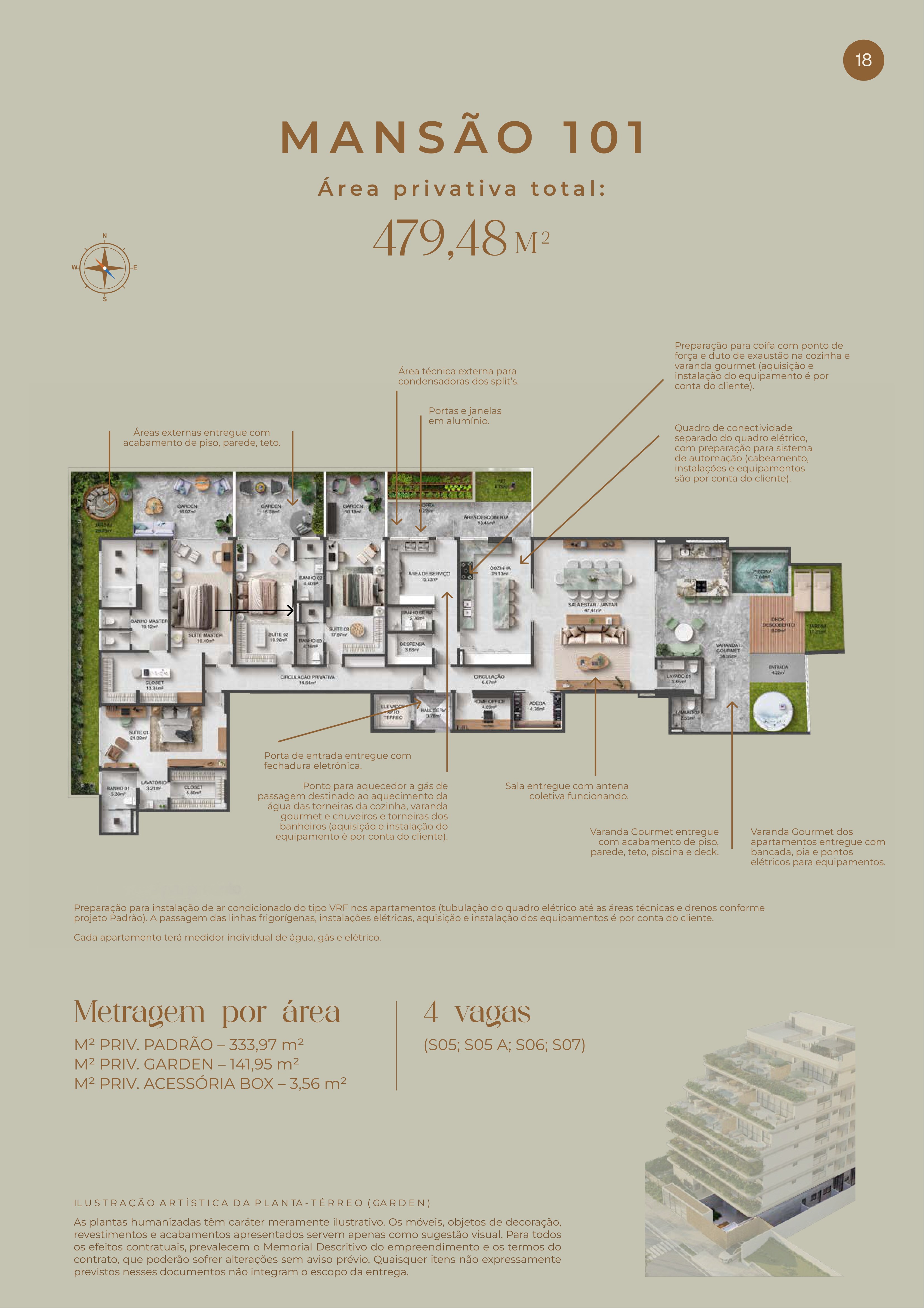 Planta Mansão 101 Térreo Garden Seven Mansões Suspensas Praia da Costa