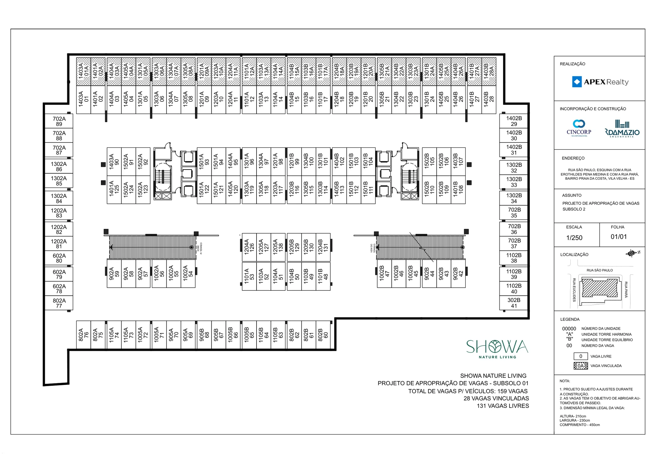 Planta de Garagem - Subsolo 01