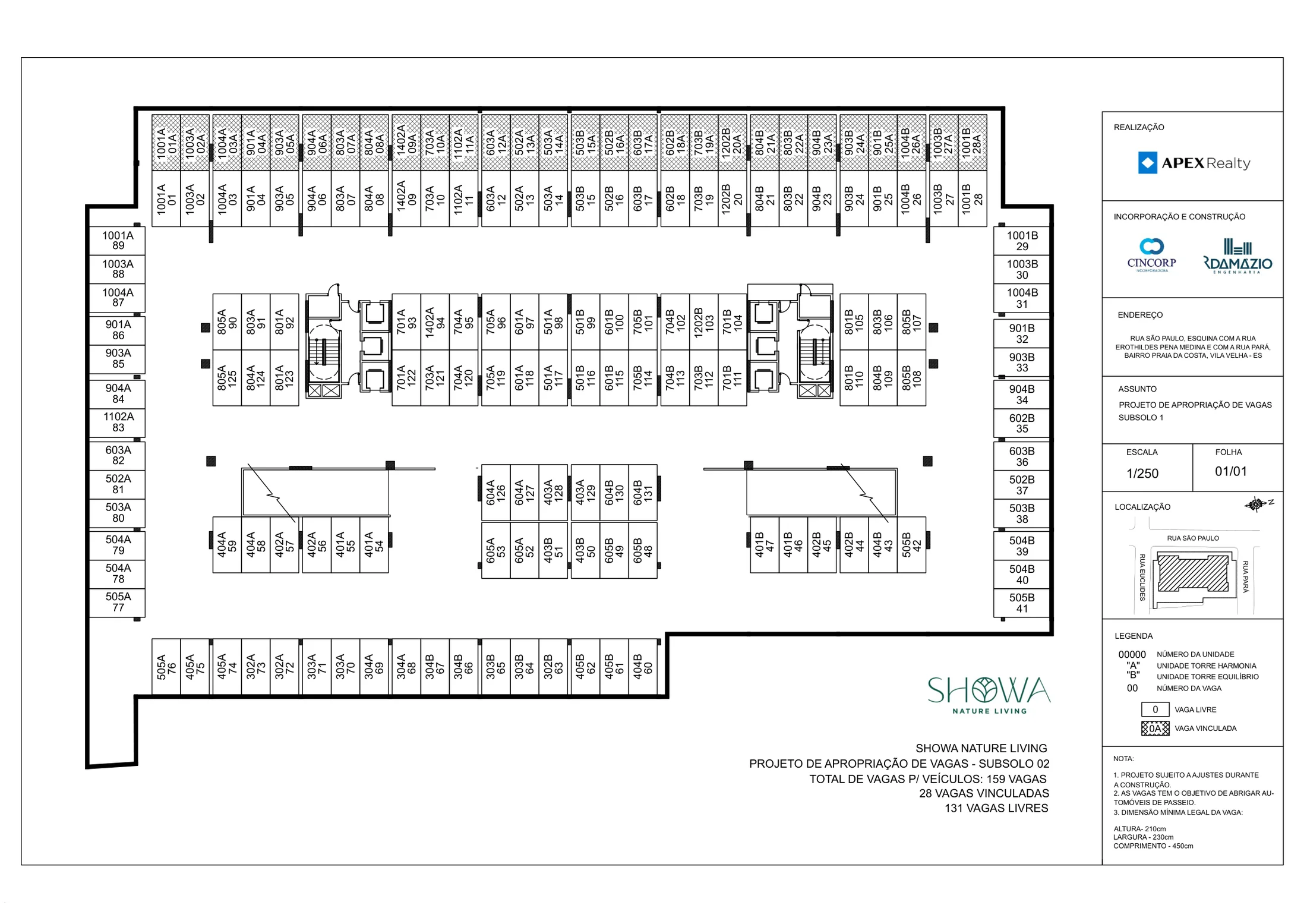 Planta de Garagem - Subsolo 02