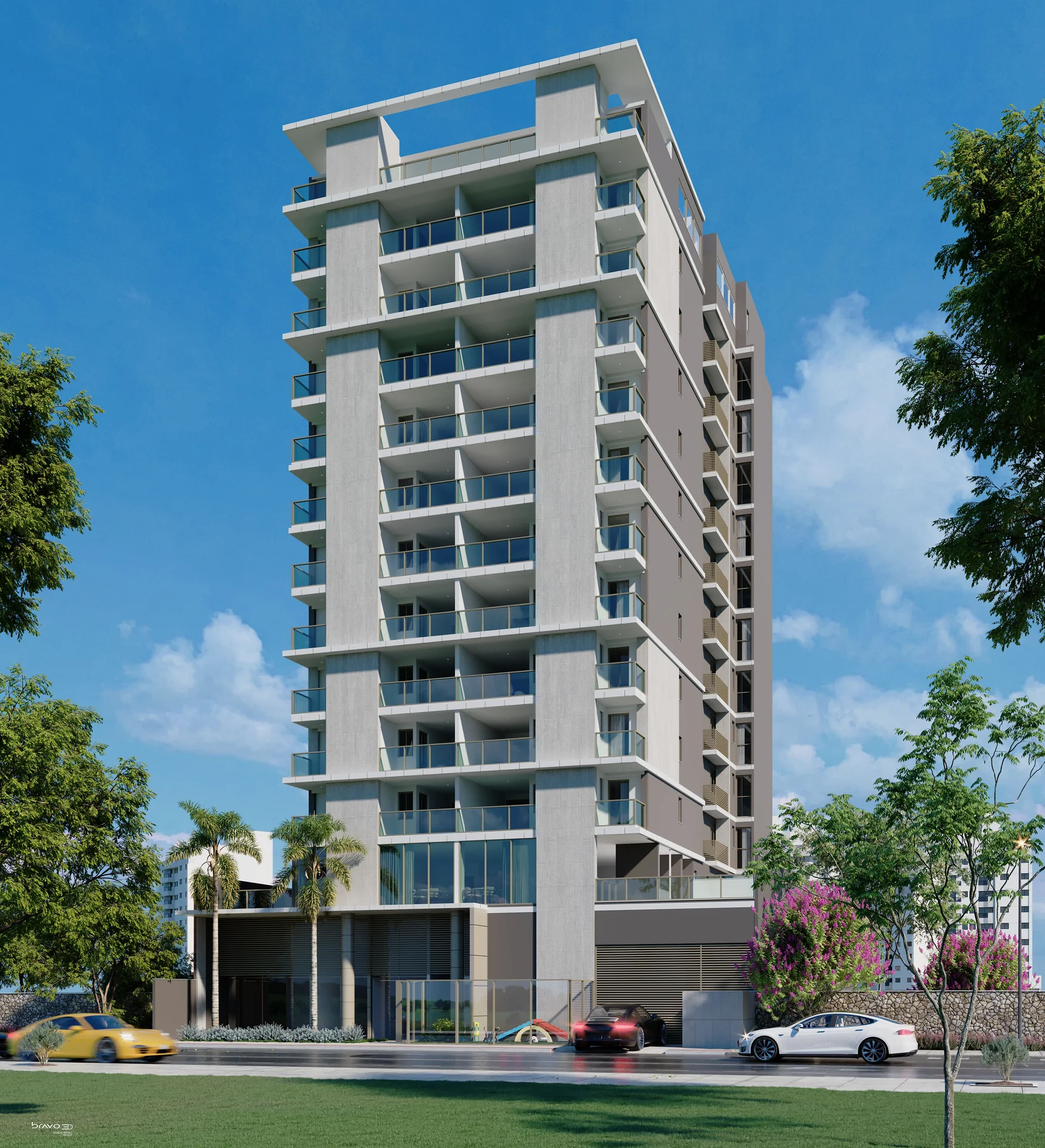 Fachada contemporânea do Space 177 na Praia de Itaparica Vila Velha Construtora Gold