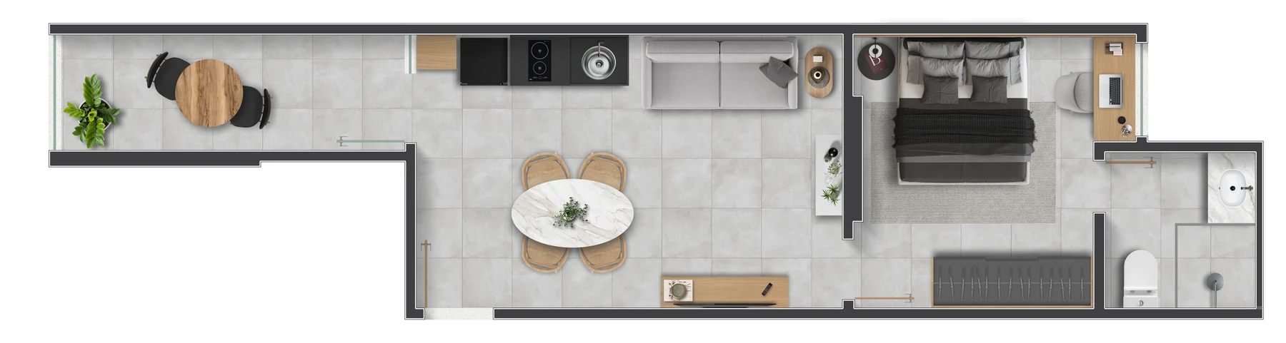 Layout Otimizado Studio Compacto para Renda no Airbnb (Stay 09 HD)